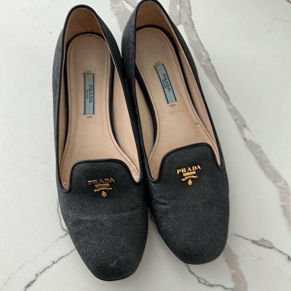 Prada black sparkle flats size 7.5